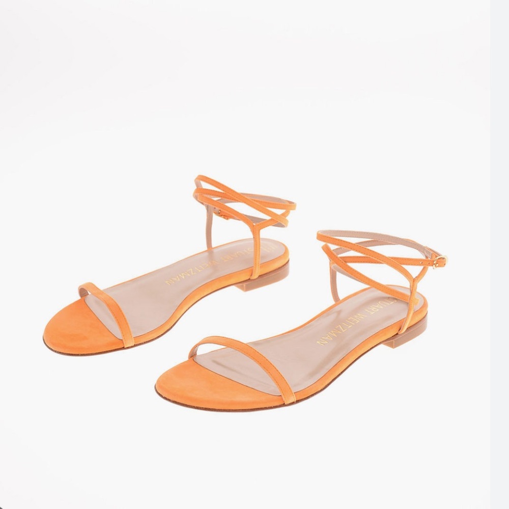 Stuart Weitzman Merinda Suede Sandals with Ankle Wrap